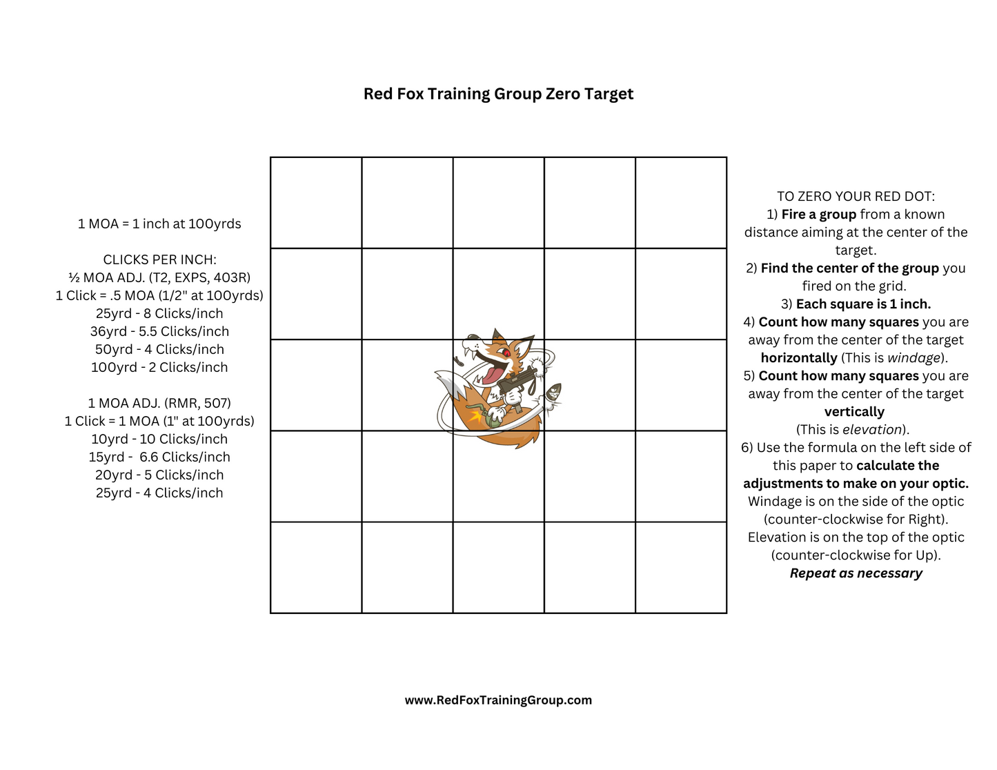 Red Fox Training Group Zero Target